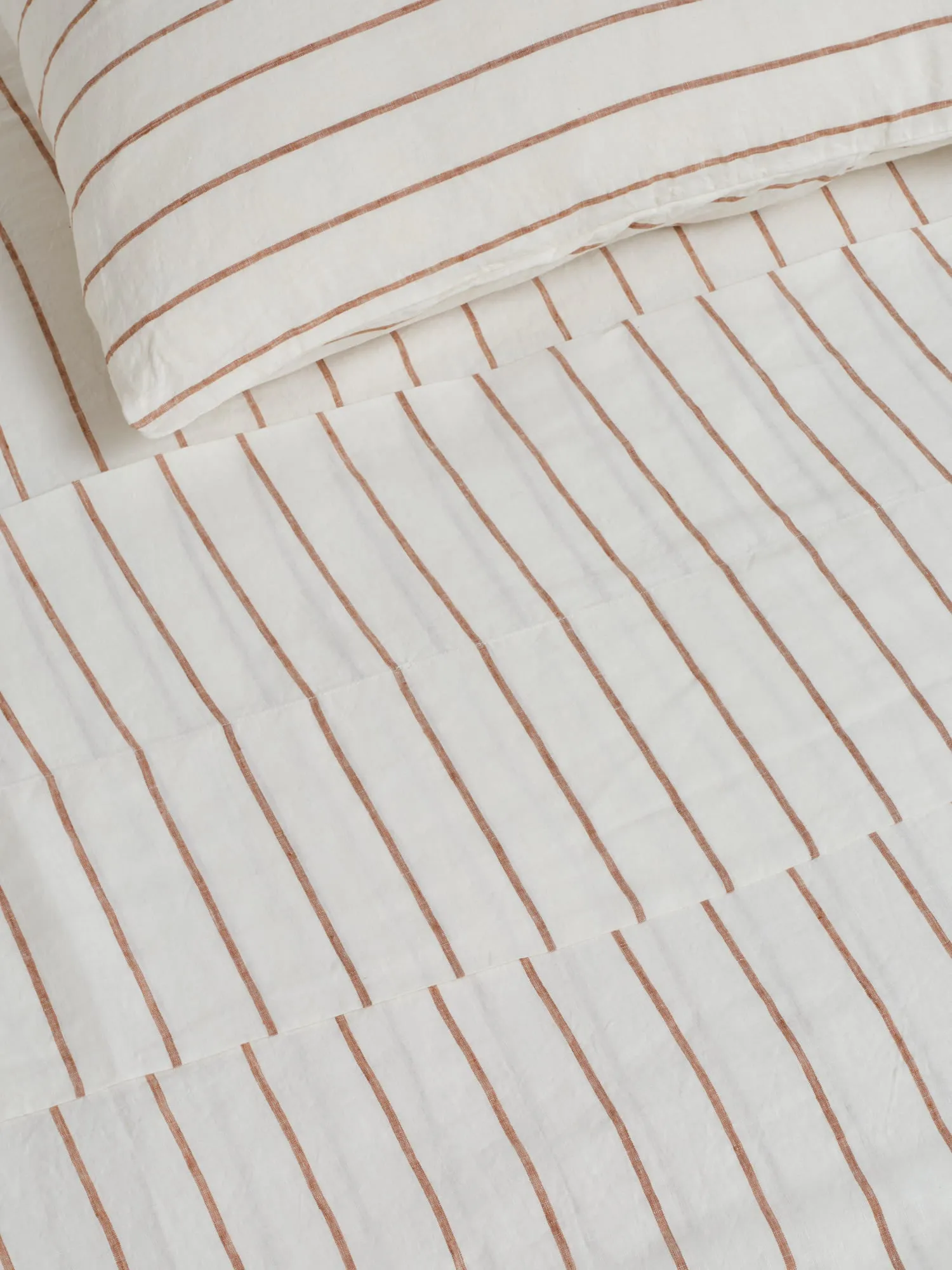 100% Linen Duvet Set in Tobacco Stripes