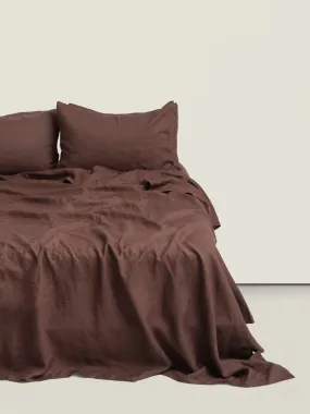 100% Linen Sheet Set in Chocolate