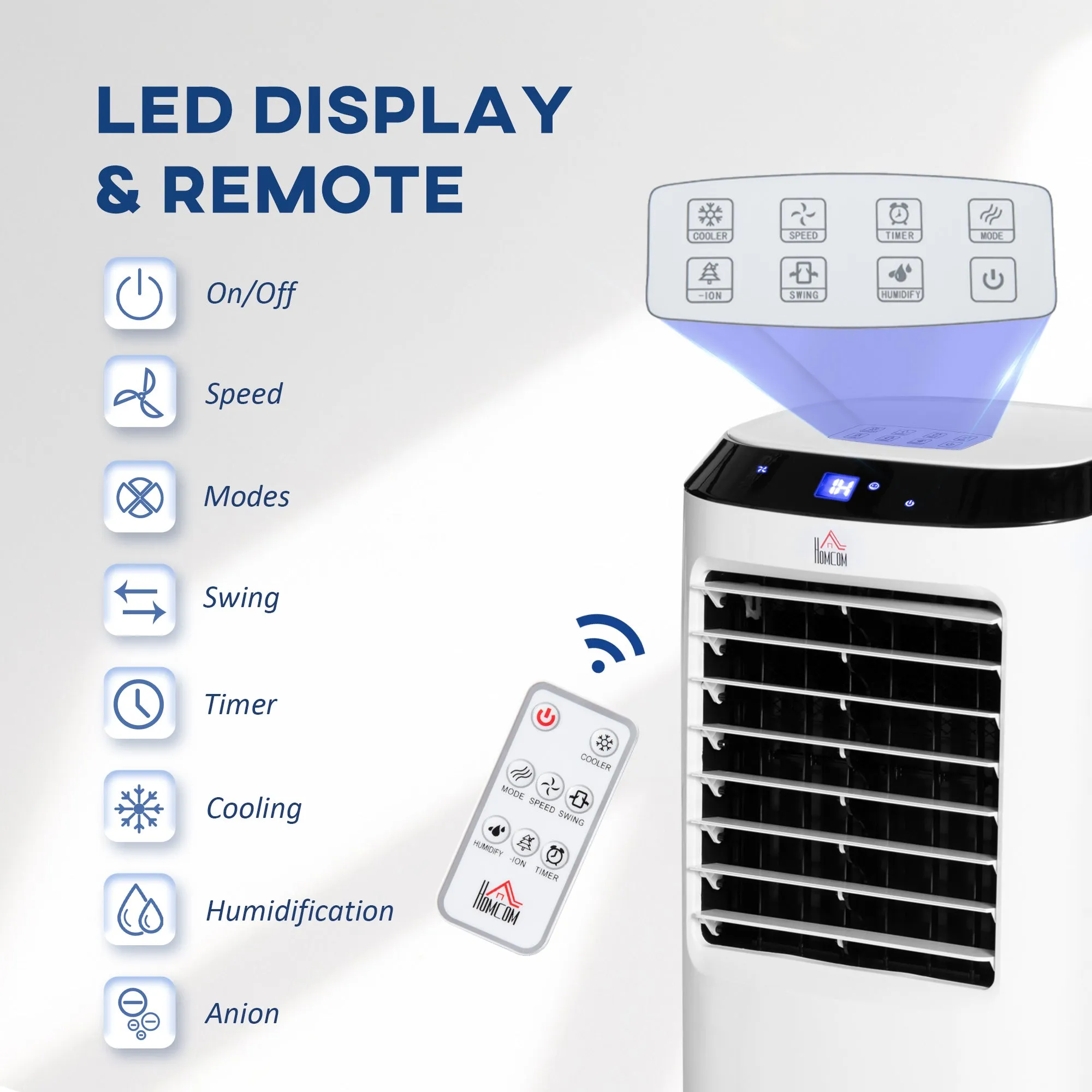 10L Multifunction Three Speed Air Cooler With Remote Control White