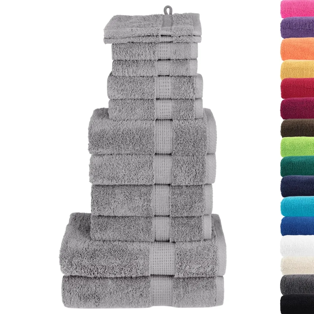 12 Piece Premium Towel Set Grey 600 gsm 100% Cotton