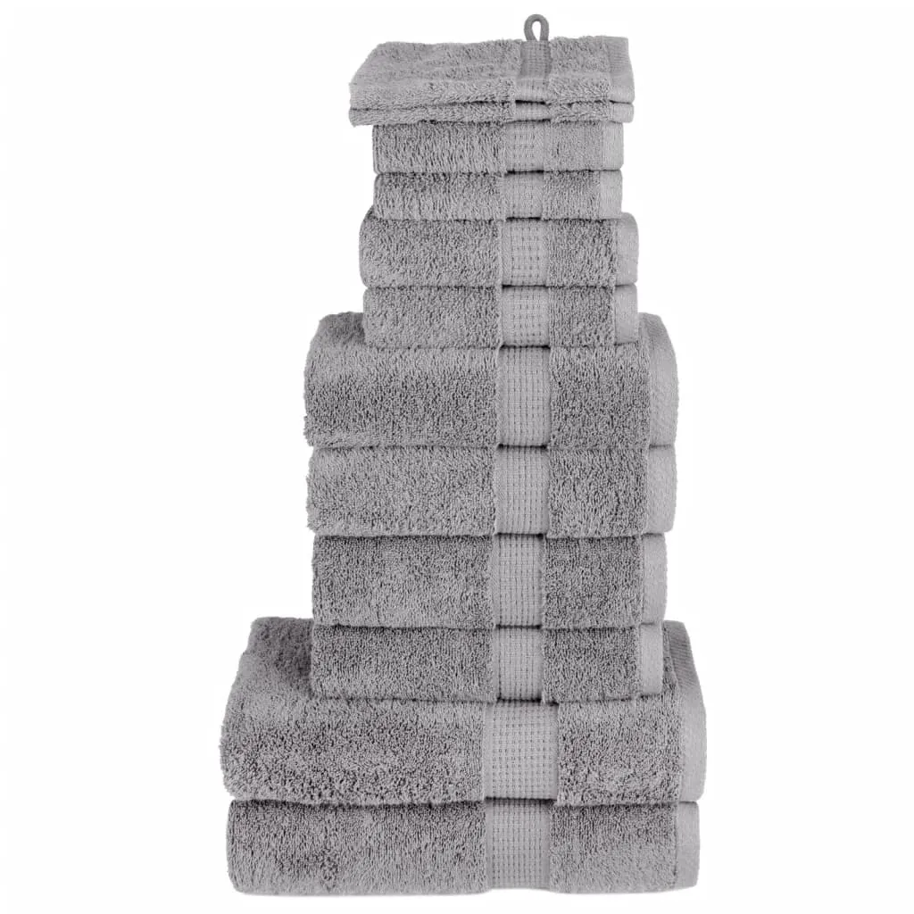 12 Piece Premium Towel Set Grey 600 gsm 100% Cotton