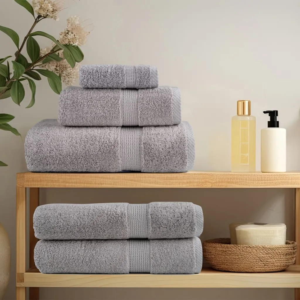 12 Piece Premium Towel Set Grey 600 gsm 100% Cotton