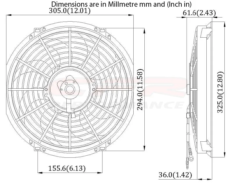 12" HIGH PERFORMANCE ELECTRIC SILVER RADIATOR COOLING FAN - CURVED BLADE - CHROME