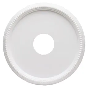 16-Inch Round Beaded Plastic Medallion, White Finish