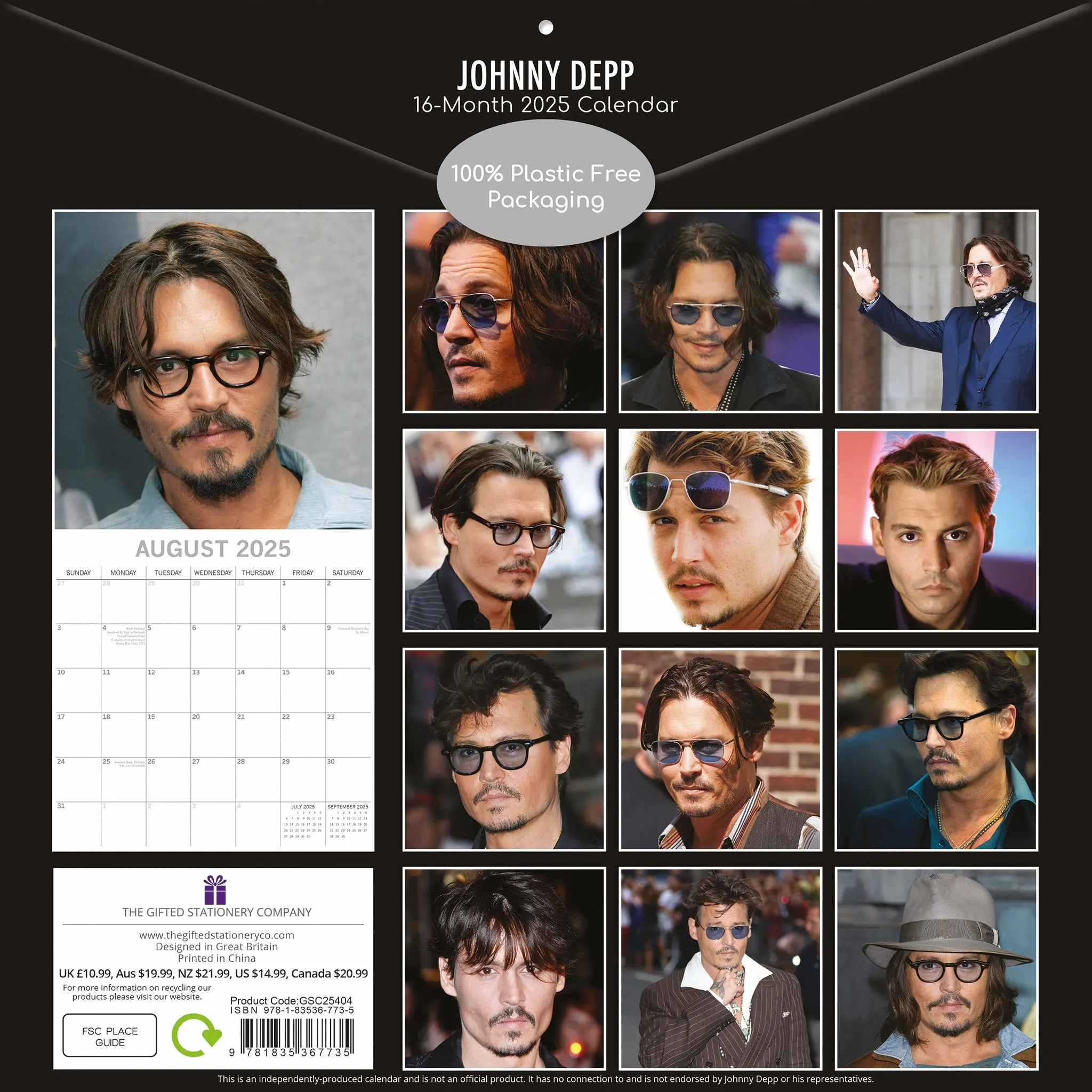 2025 Johnny Depp Wall Calendar