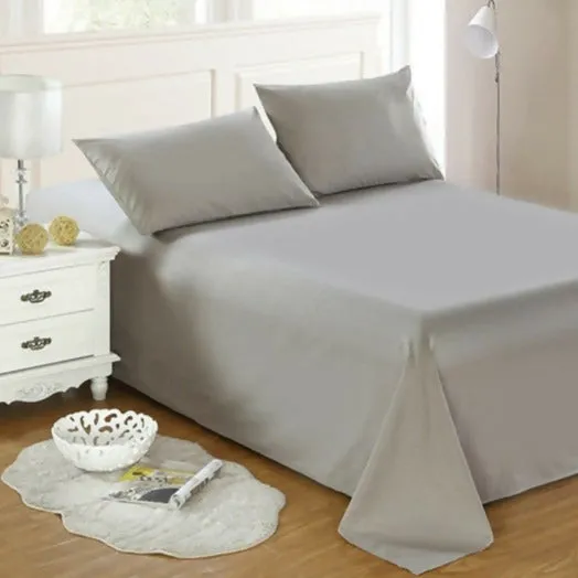 3 PCs Double Bed Sheet Dyed- Grey