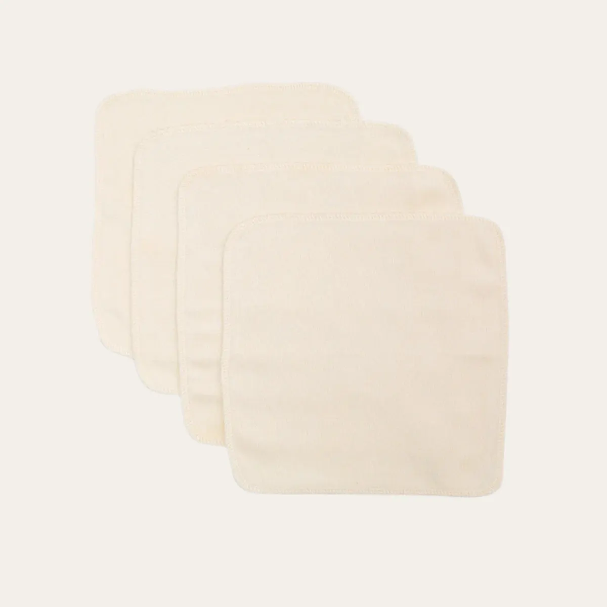 4 Pack Cream Organic Washcloths by Lulujo