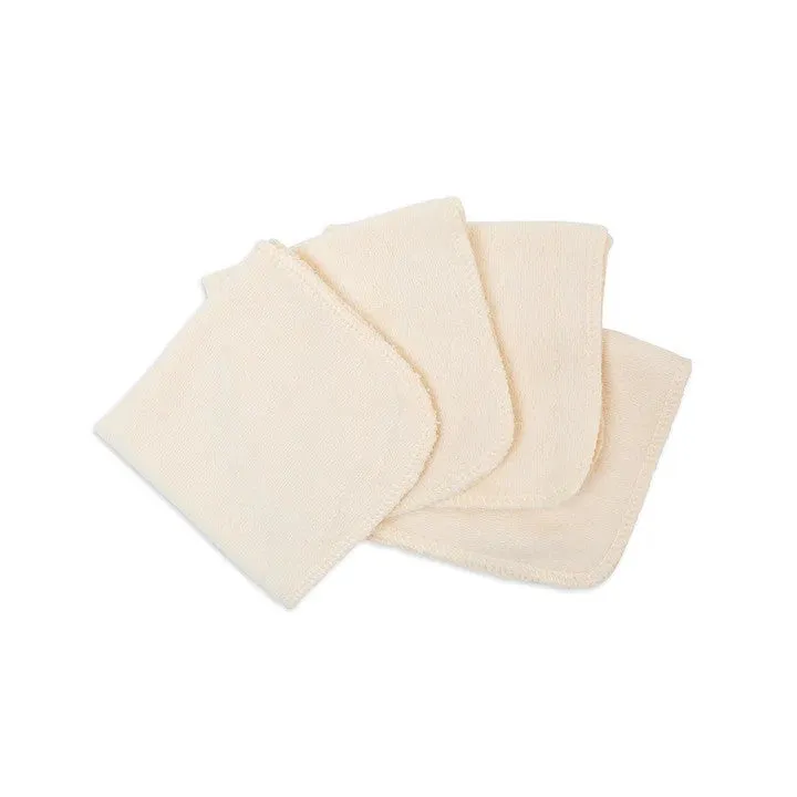 4 Pack Cream Organic Washcloths by Lulujo