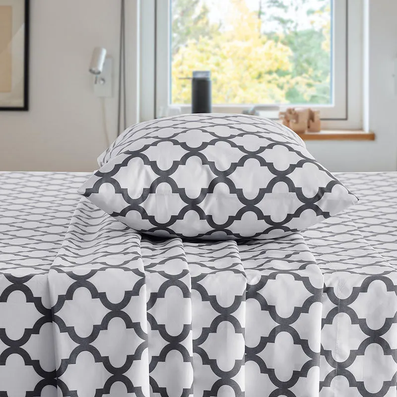 4-Piece Quatrefoil Design Deep Pocket Bed Sheets Set