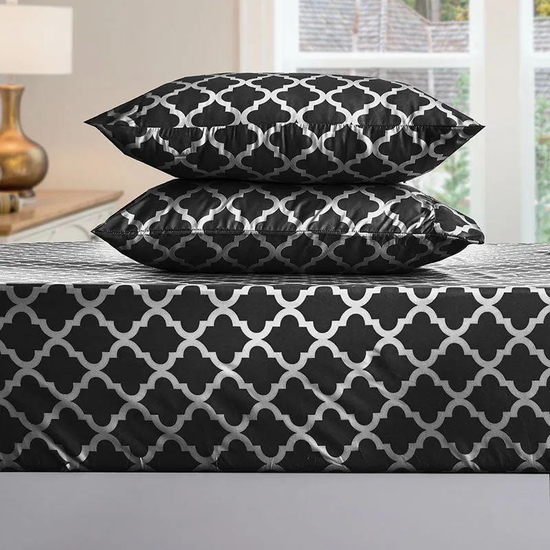 4-Piece Quatrefoil Design Deep Pocket Bed Sheets Set