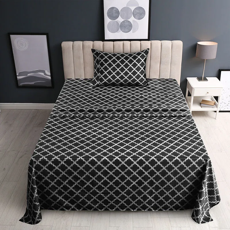 4-Piece Quatrefoil Design Deep Pocket Bed Sheets Set