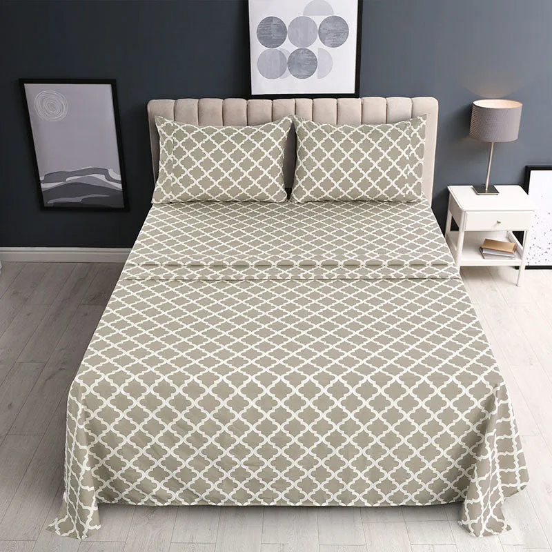 4-Piece Quatrefoil Design Deep Pocket Bed Sheets Set