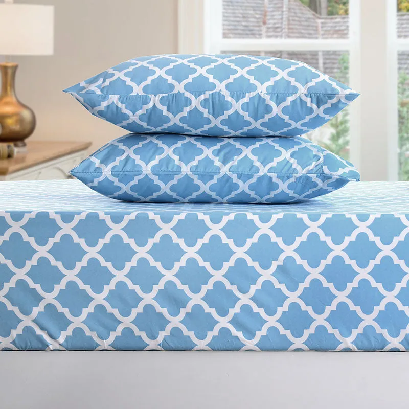 4-Piece Quatrefoil Design Deep Pocket Bed Sheets Set