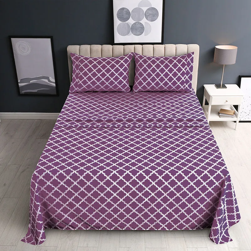 4-Piece Quatrefoil Design Deep Pocket Bed Sheets Set