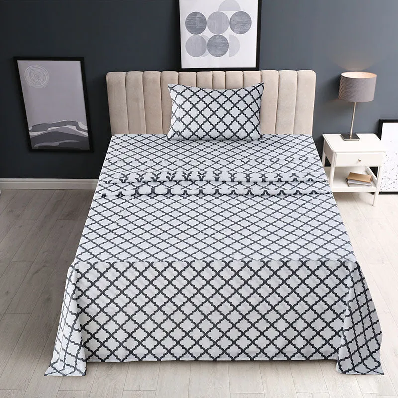 4-Piece Quatrefoil Design Deep Pocket Bed Sheets Set