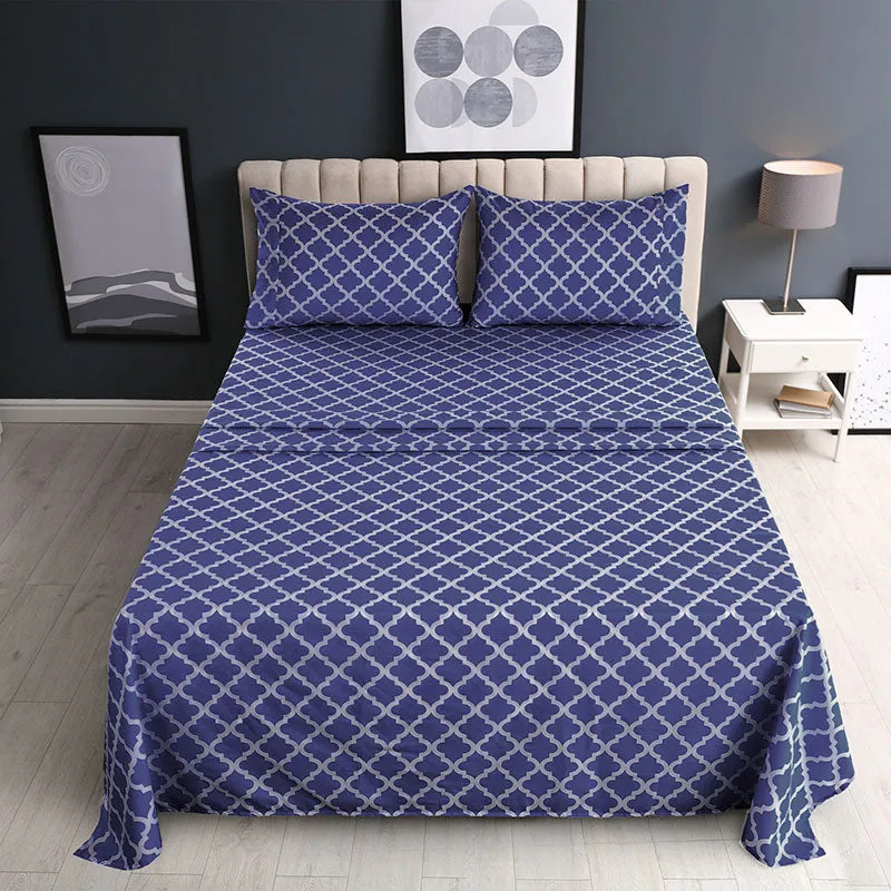 4-Piece Quatrefoil Design Deep Pocket Bed Sheets Set