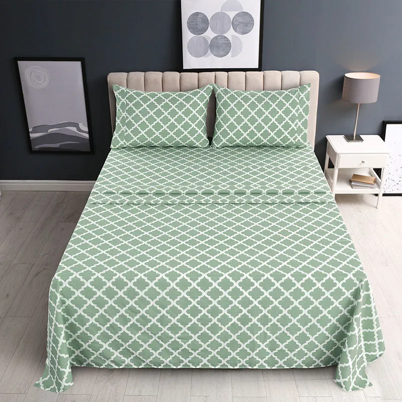 4-Piece Quatrefoil Design Deep Pocket Bed Sheets Set