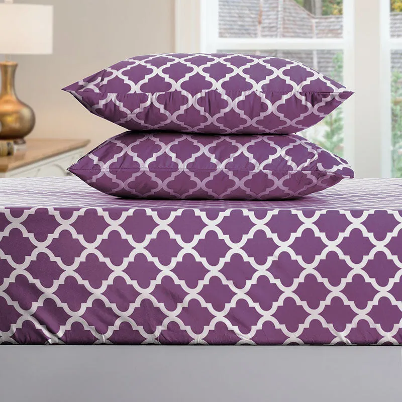 4-Piece Quatrefoil Design Deep Pocket Bed Sheets Set