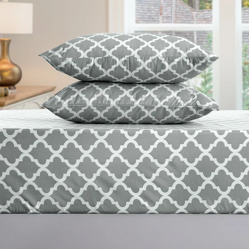 4-Piece Quatrefoil Design Deep Pocket Bed Sheets Set