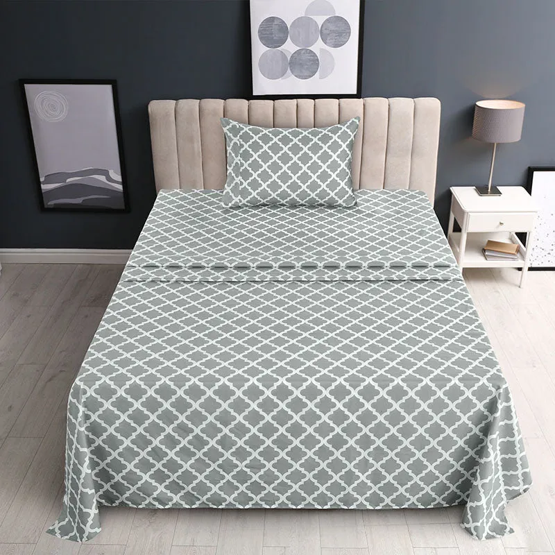 4-Piece Quatrefoil Design Deep Pocket Bed Sheets Set