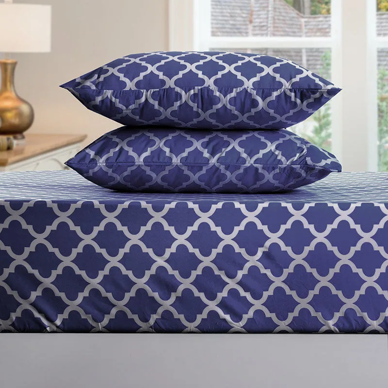 4-Piece Quatrefoil Design Deep Pocket Bed Sheets Set