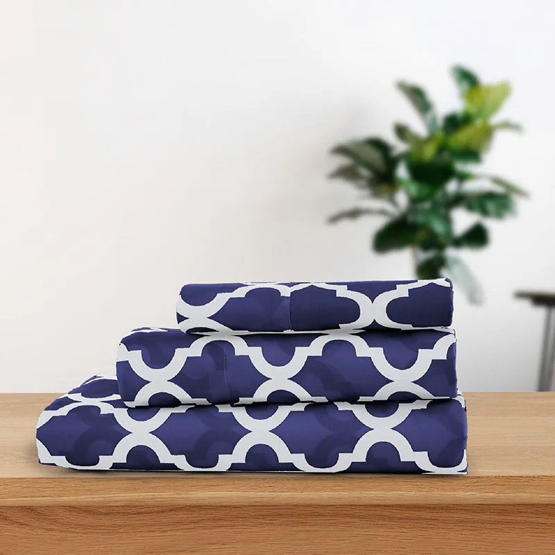 4-Piece Quatrefoil Design Deep Pocket Bed Sheets Set