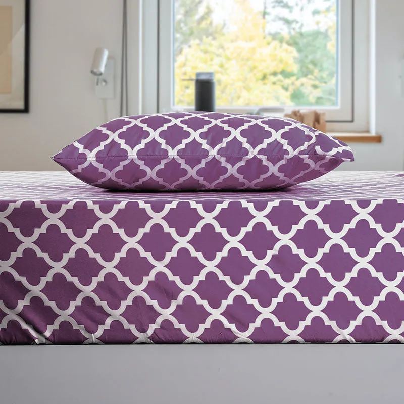 4-Piece Quatrefoil Design Deep Pocket Bed Sheets Set