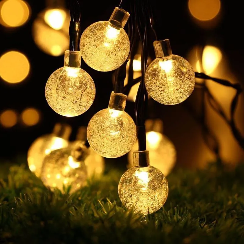 4.85M/20 LED Solar/Battery String Lights Hanging Crystal Lamps Outdoor Indoor Waterproof Xmas Home Decor Garden Courtyard Villa