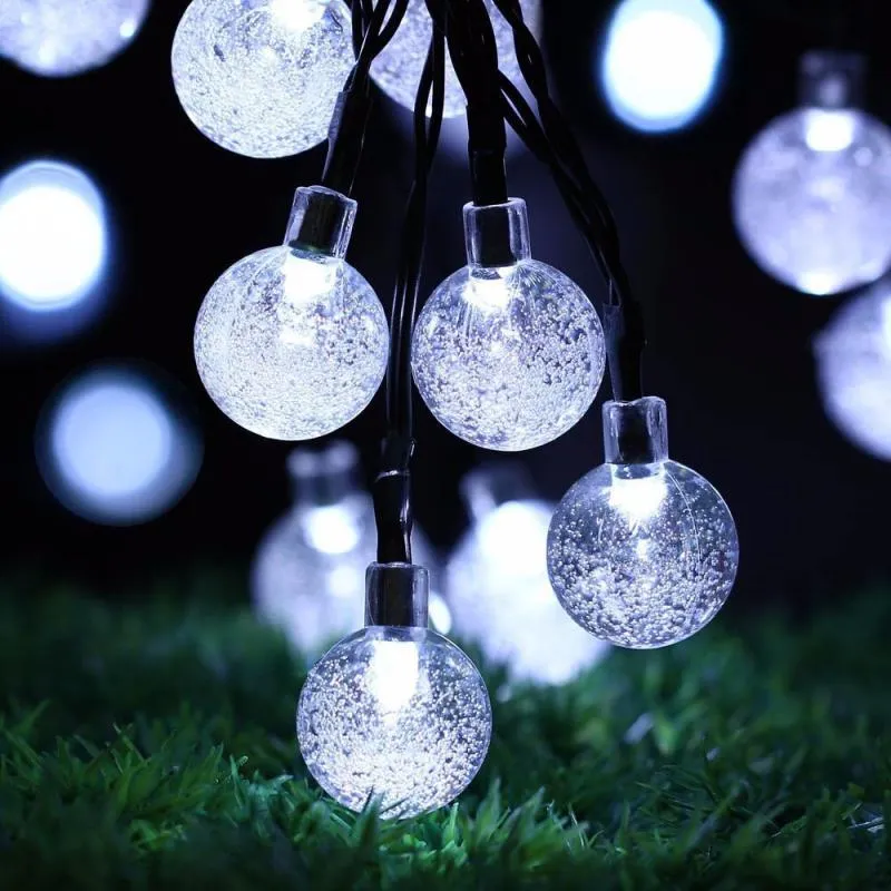 4.85M/20 LED Solar/Battery String Lights Hanging Crystal Lamps Outdoor Indoor Waterproof Xmas Home Decor Garden Courtyard Villa