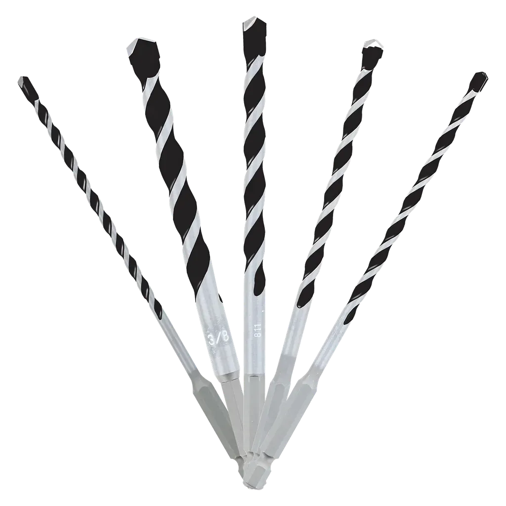 5 pc Multi-Material Carbide Tipped Hammer Drill Bit Set (5-Piece)