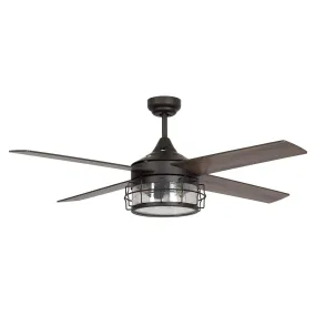 52" Celentano Industrial Downrod Mount Reversible Ceiling Fan with Lighting and Remote Control