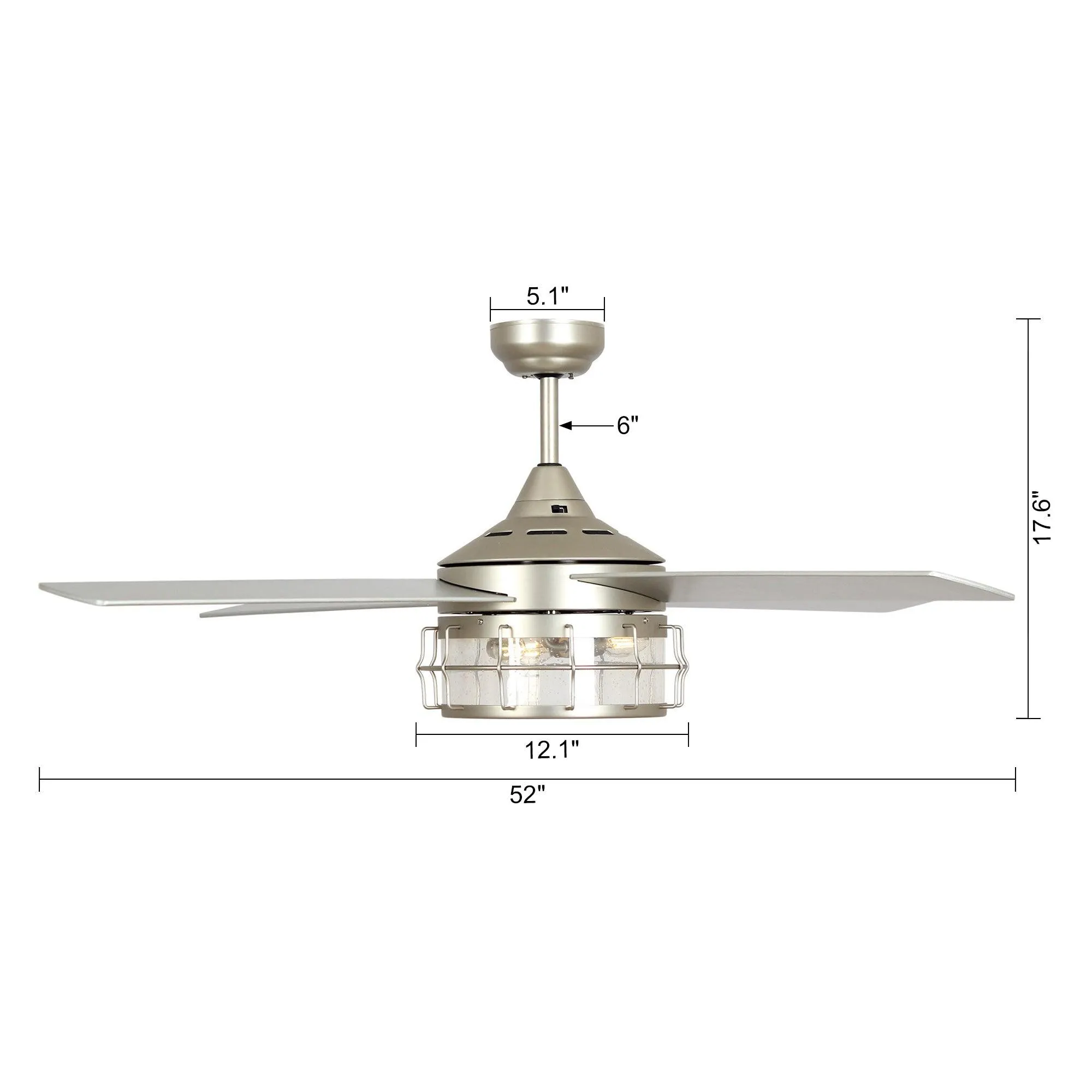 52" Celentano Industrial Downrod Mount Reversible Ceiling Fan with Lighting and Remote Control