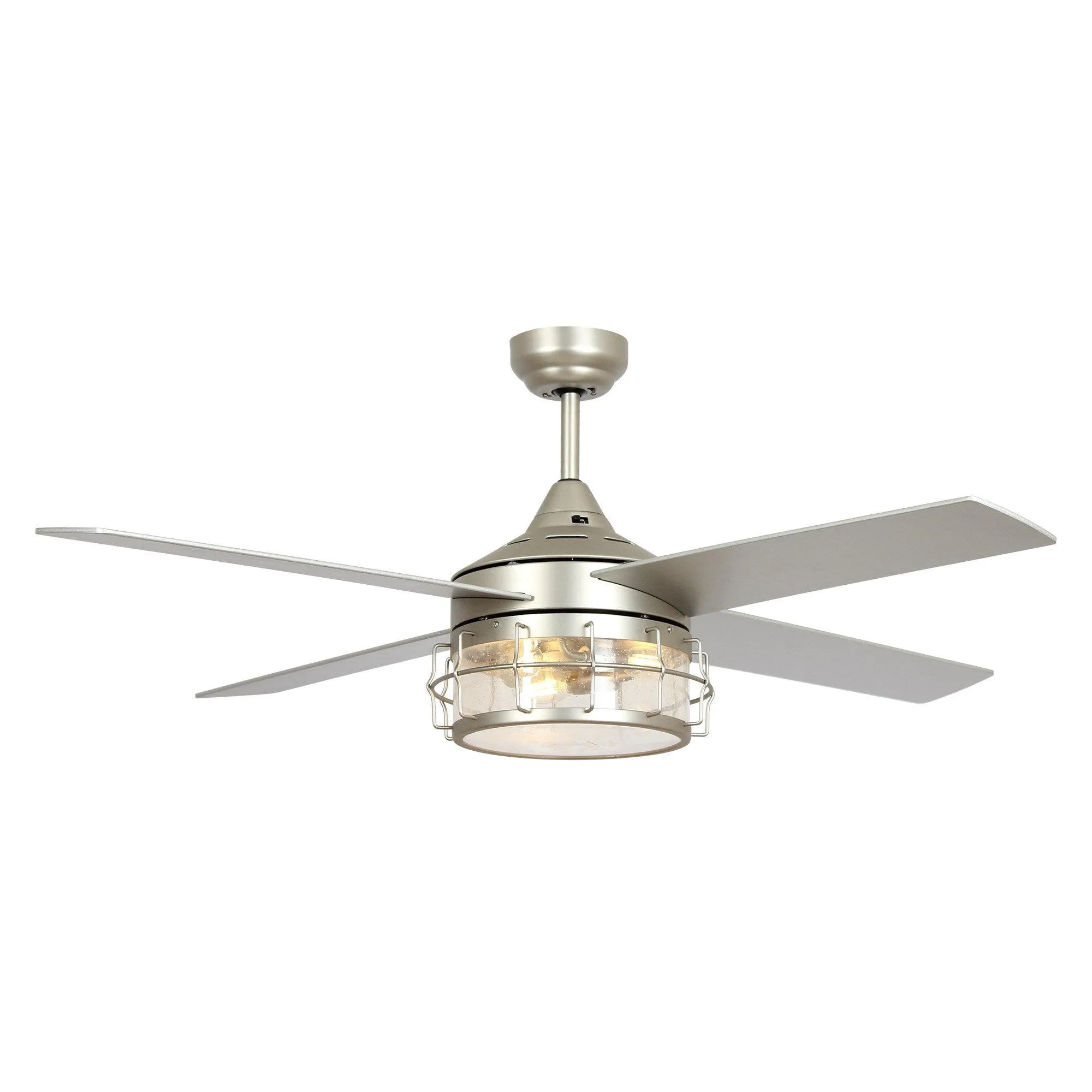 52" Celentano Industrial Downrod Mount Reversible Ceiling Fan with Lighting and Remote Control