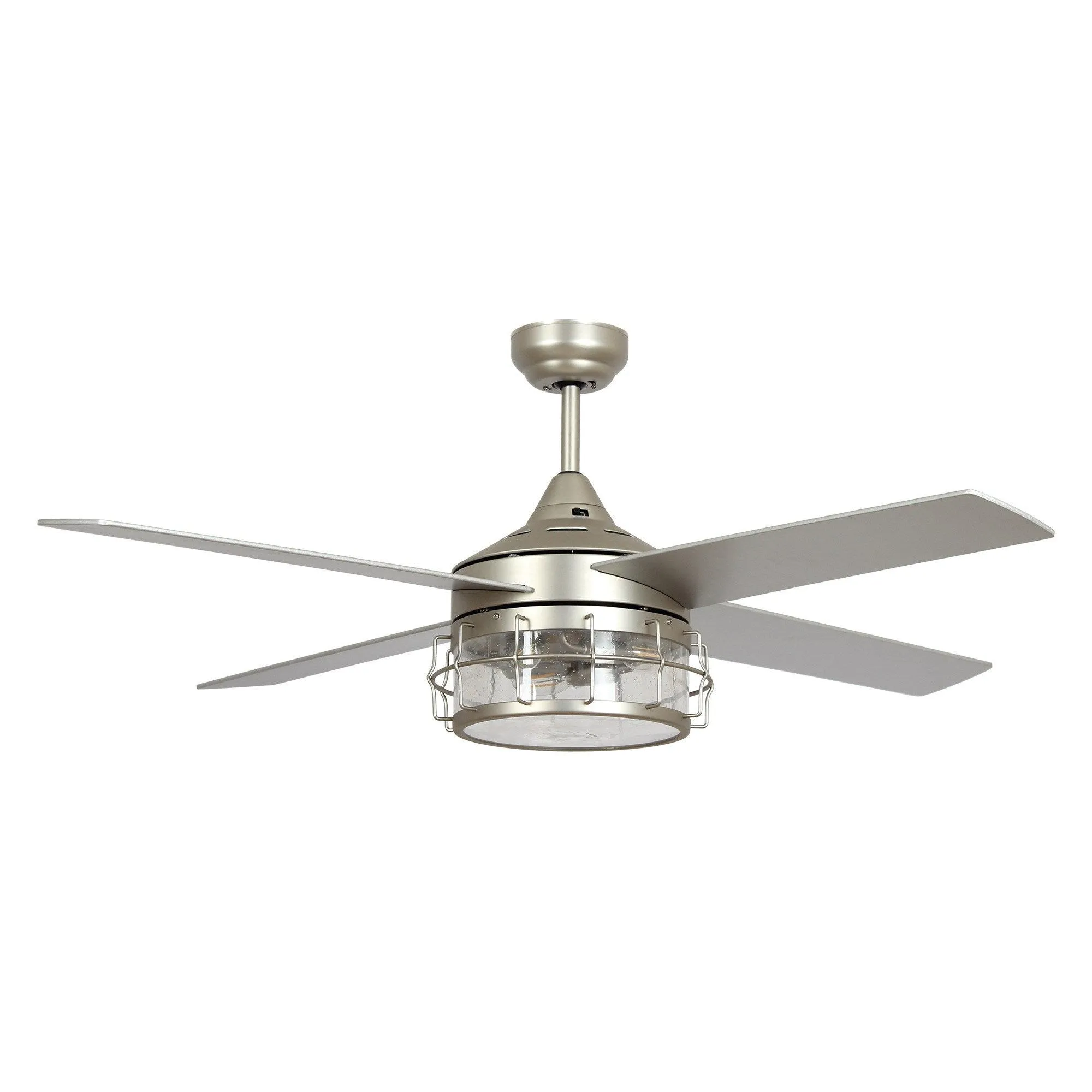 52" Celentano Industrial Downrod Mount Reversible Ceiling Fan with Lighting and Remote Control