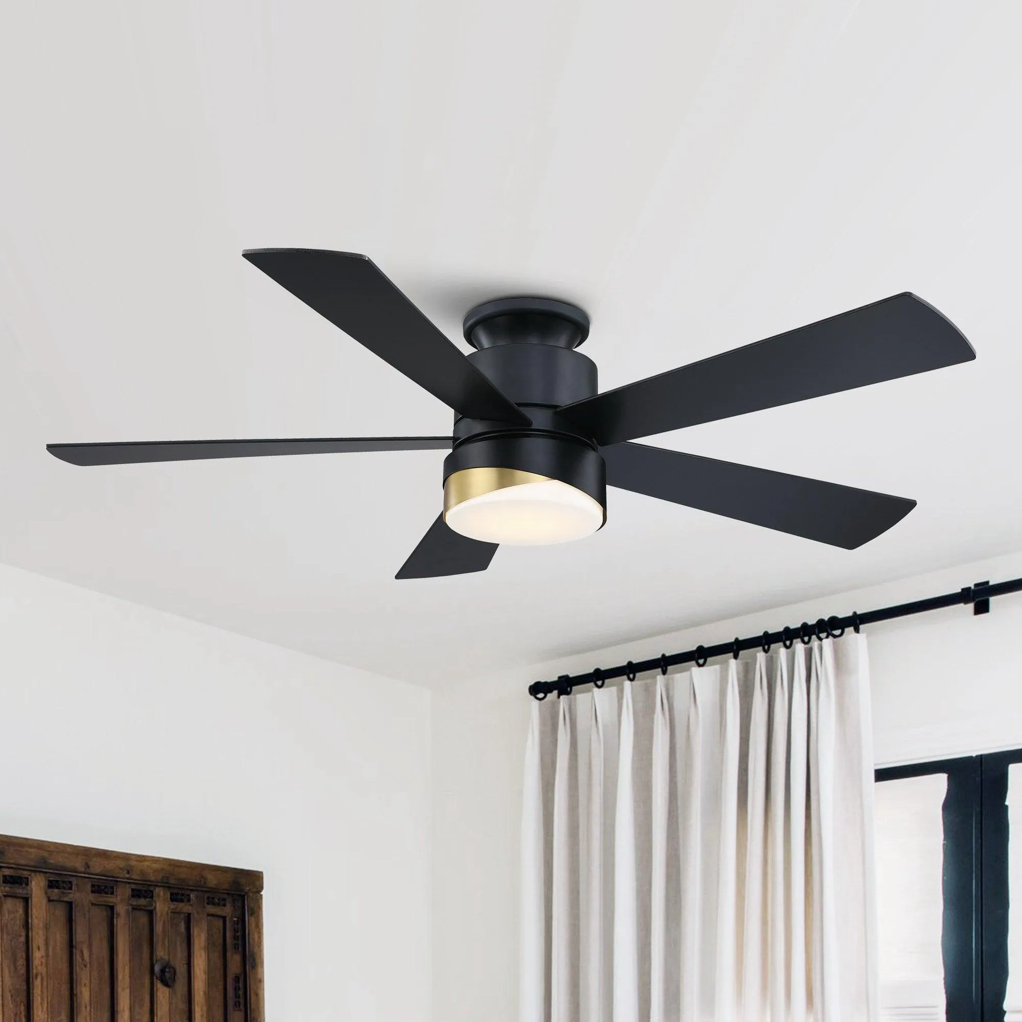 52" Flush Mount Smart Fan with LED Light