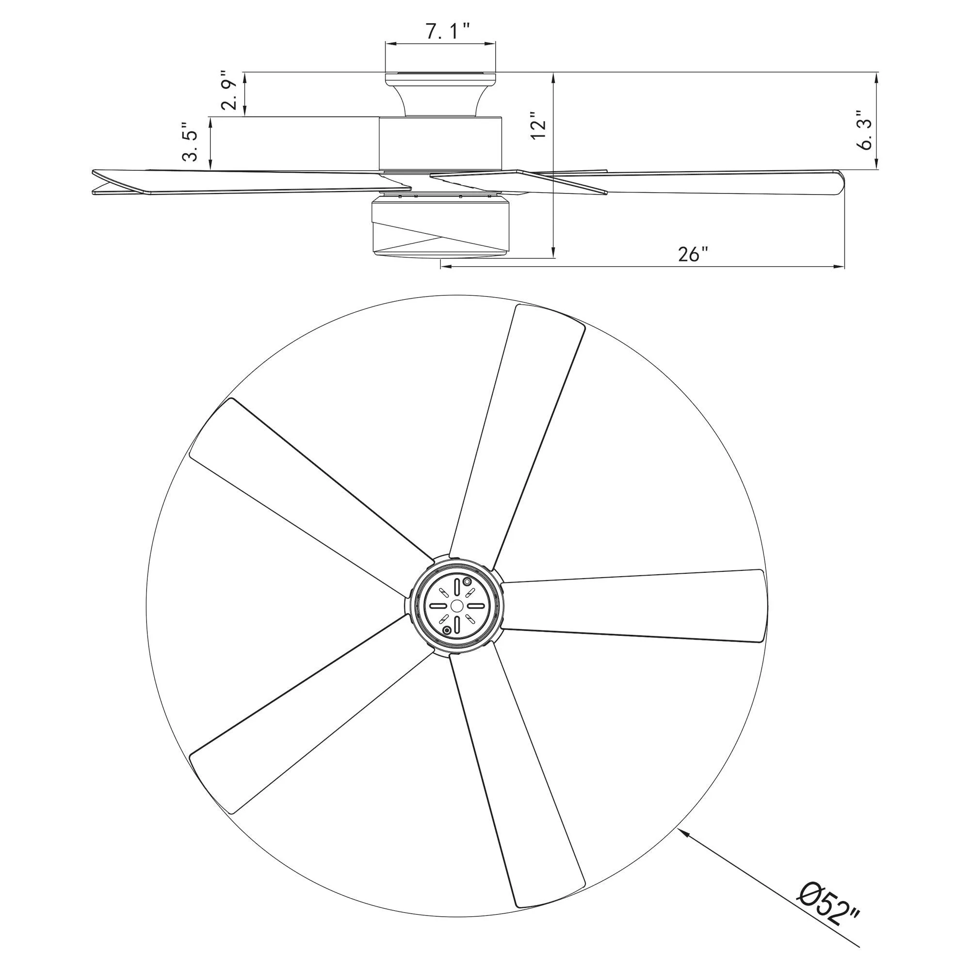 52" Flush Mount Smart Fan with LED Light