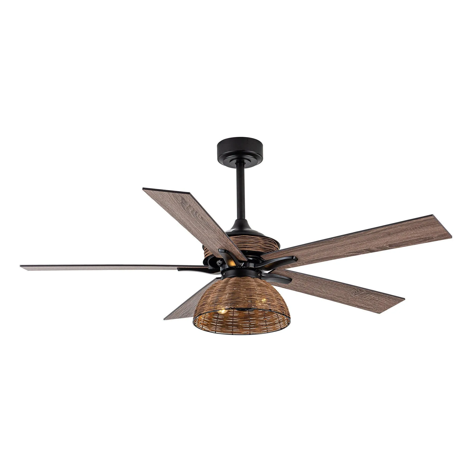 52" Kerala Farmhouse Downrod Mount Reversible Ceiling Fan with Lighting and Remote Control