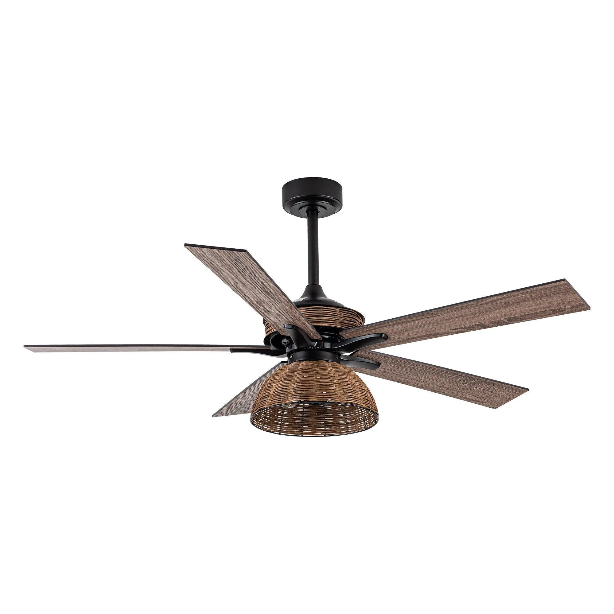 52" Kerala Farmhouse Downrod Mount Reversible Ceiling Fan with Lighting and Remote Control