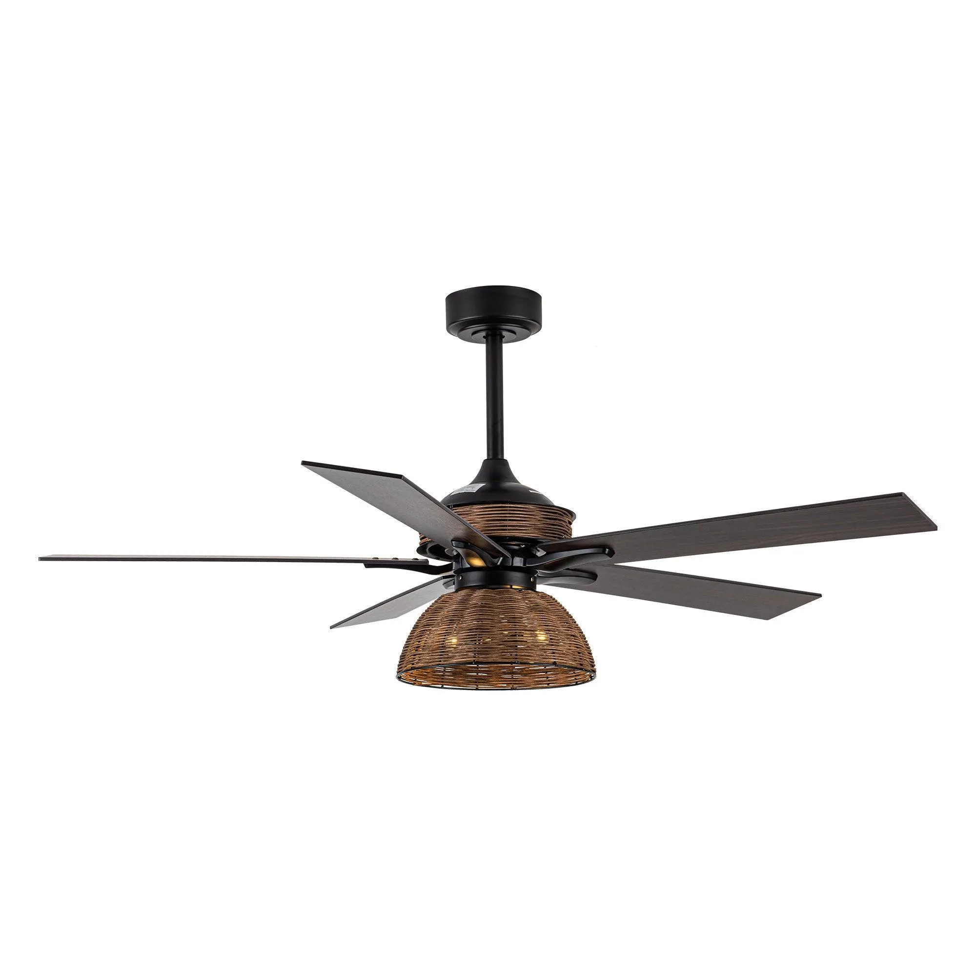 52" Kerala Farmhouse Downrod Mount Reversible Ceiling Fan with Lighting and Remote Control