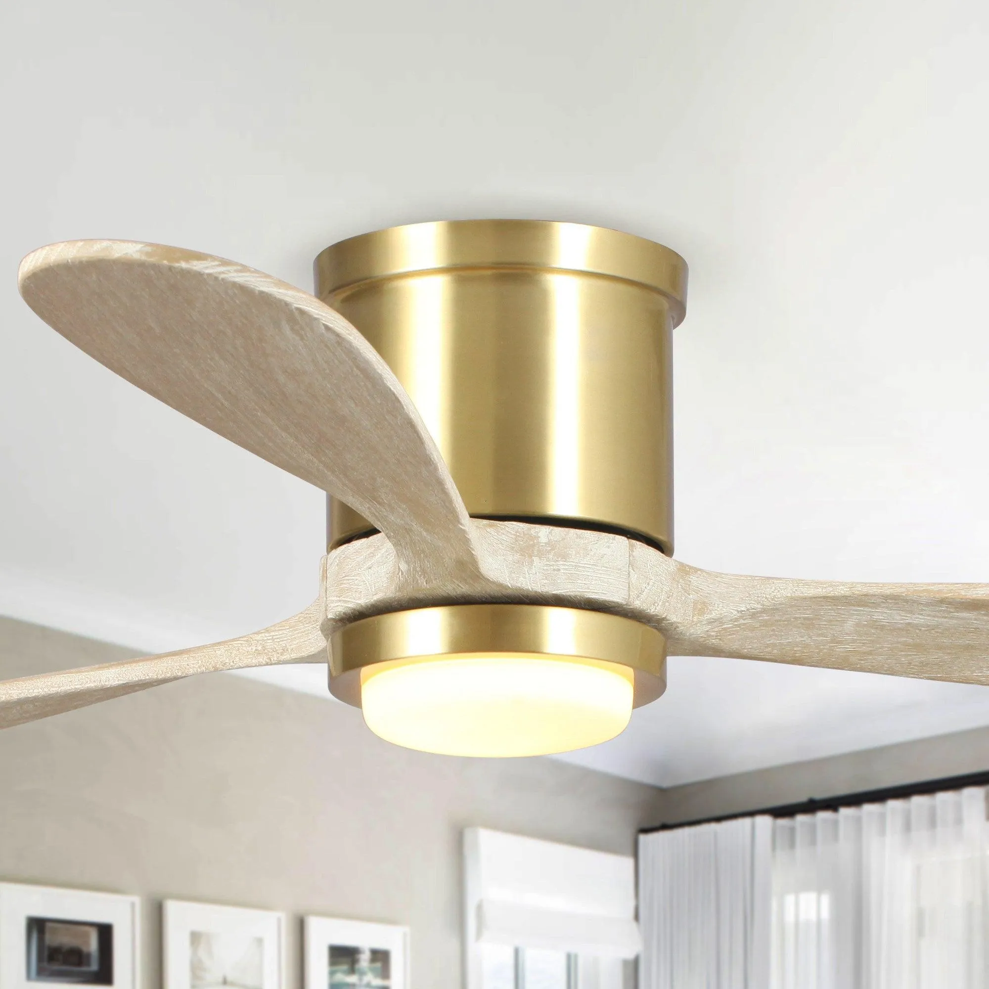 52" Mayna Modern Flush Mount Reversible Ceiling Fan with LED Lighting and Remote Control