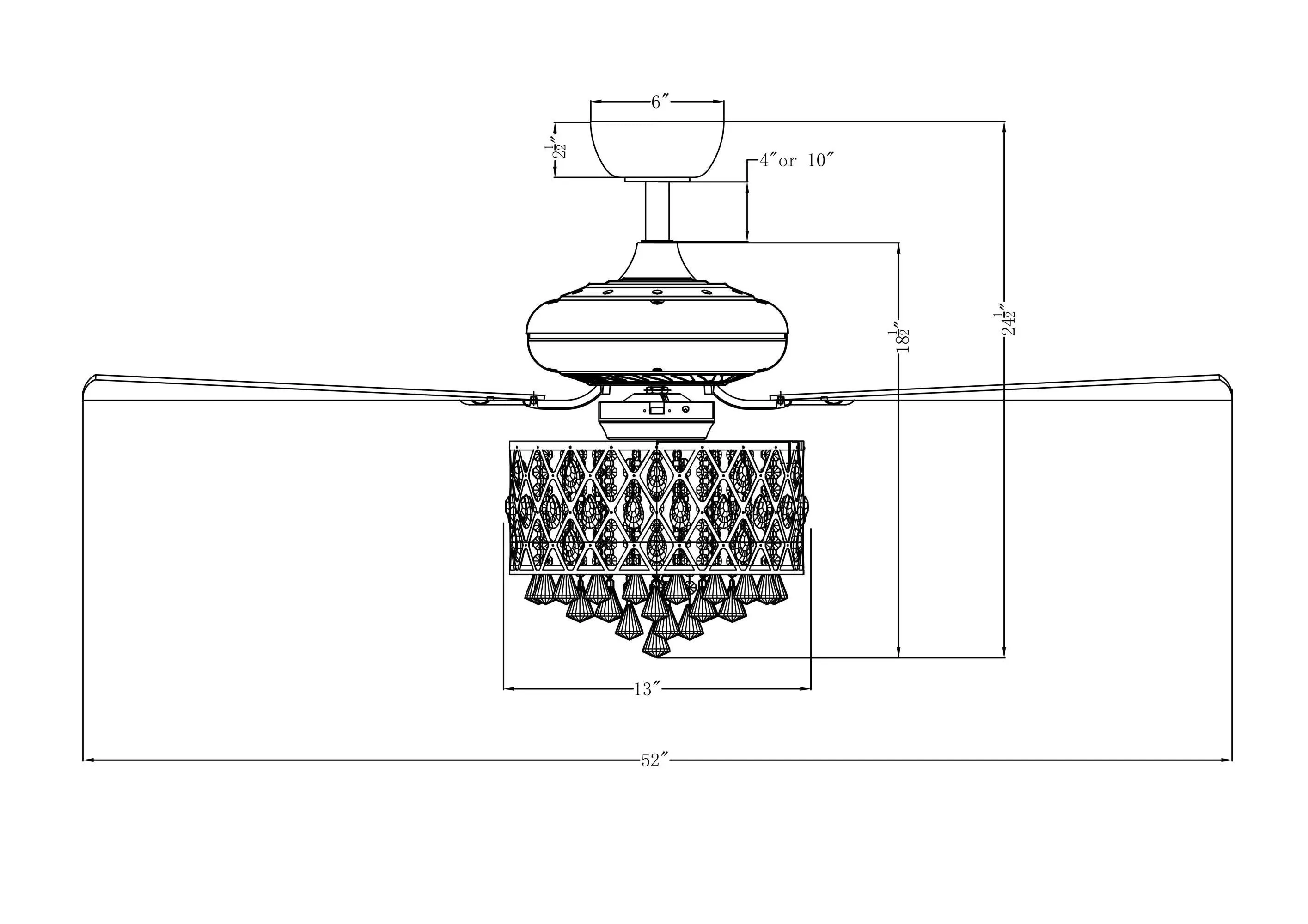 52" Wethington Modern Downrod Mount Reversible Crystal Ceiling Fan with Lighting and Remote Control