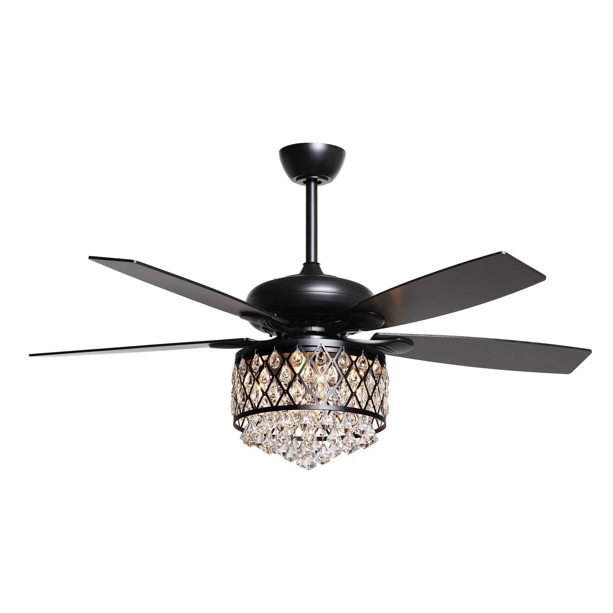 52" Wethington Modern Downrod Mount Reversible Crystal Ceiling Fan with Lighting and Remote Control