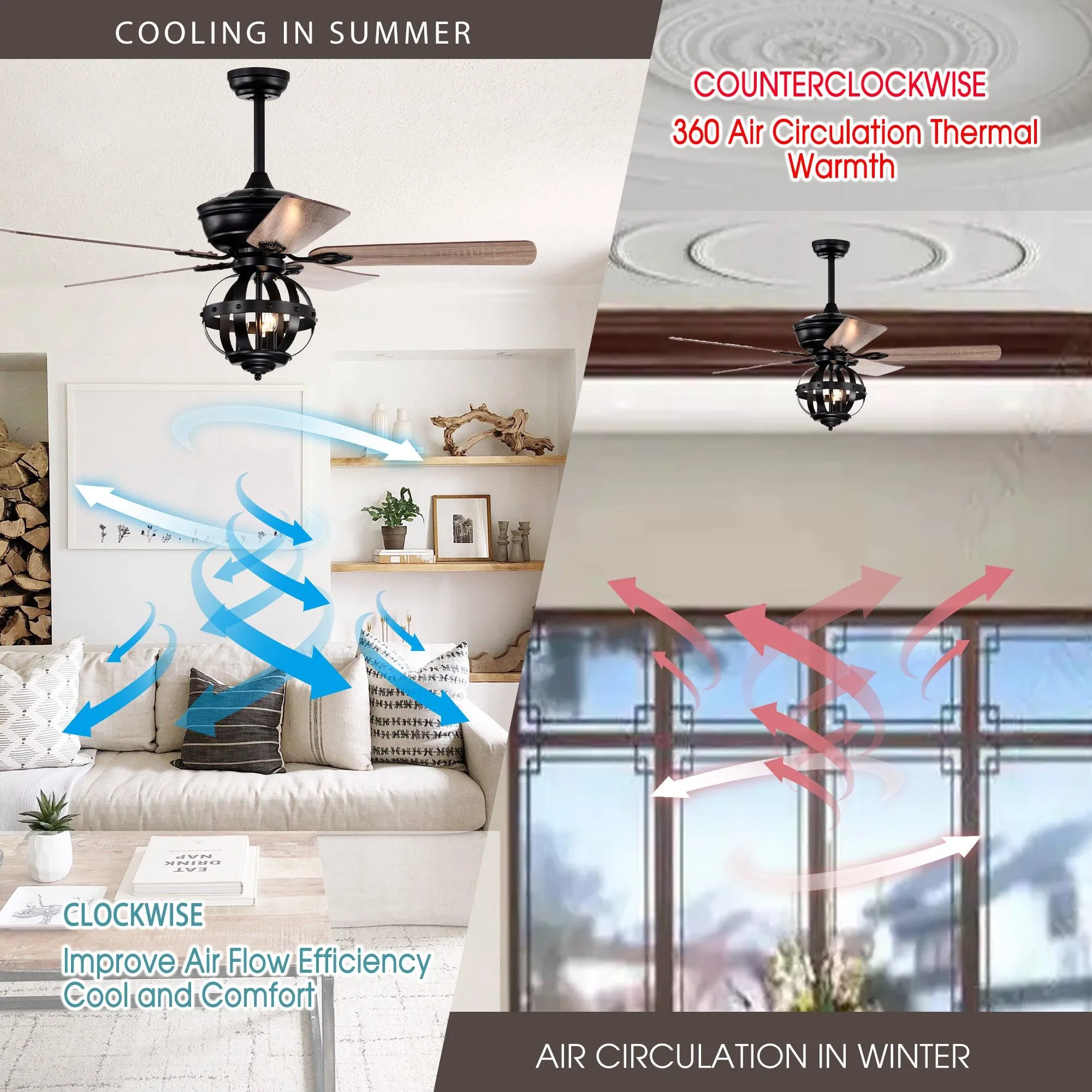 52" Wilburton Industrial Downrod Mount Reversible Ceiling Fan with Lighting and Remote Control