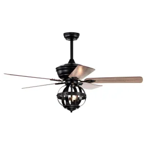 52" Wilburton Industrial Downrod Mount Reversible Ceiling Fan with Lighting and Remote Control