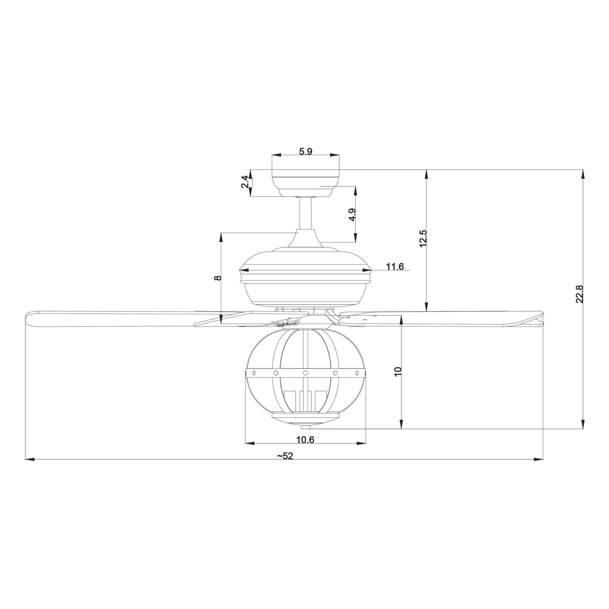 52" Wilburton Industrial Downrod Mount Reversible Ceiling Fan with Lighting and Remote Control