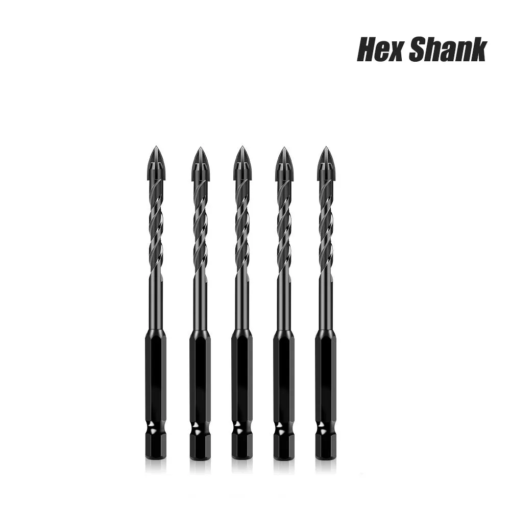 5x 6mm Industrial Grade Concrete Drill Bits Set for Tile Brick Glass Plastic Masonry