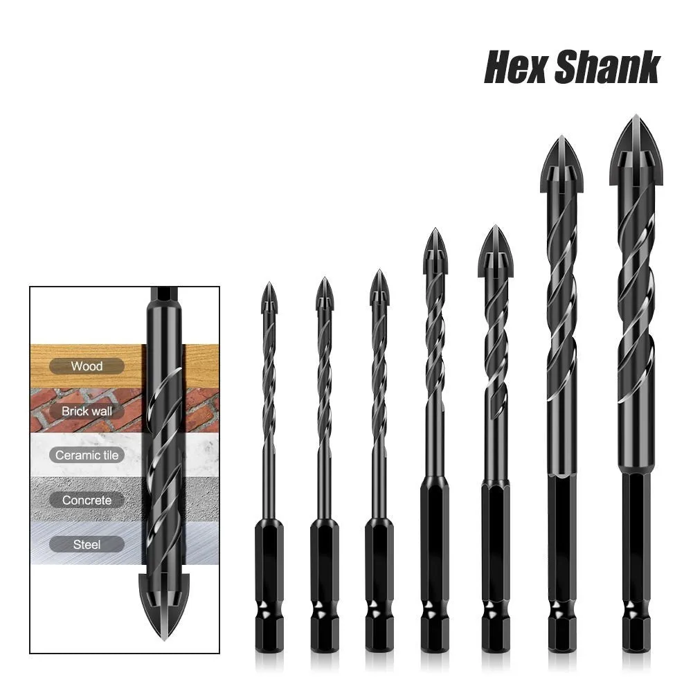 5x 6mm Industrial Grade Concrete Drill Bits Set for Tile Brick Glass Plastic Masonry