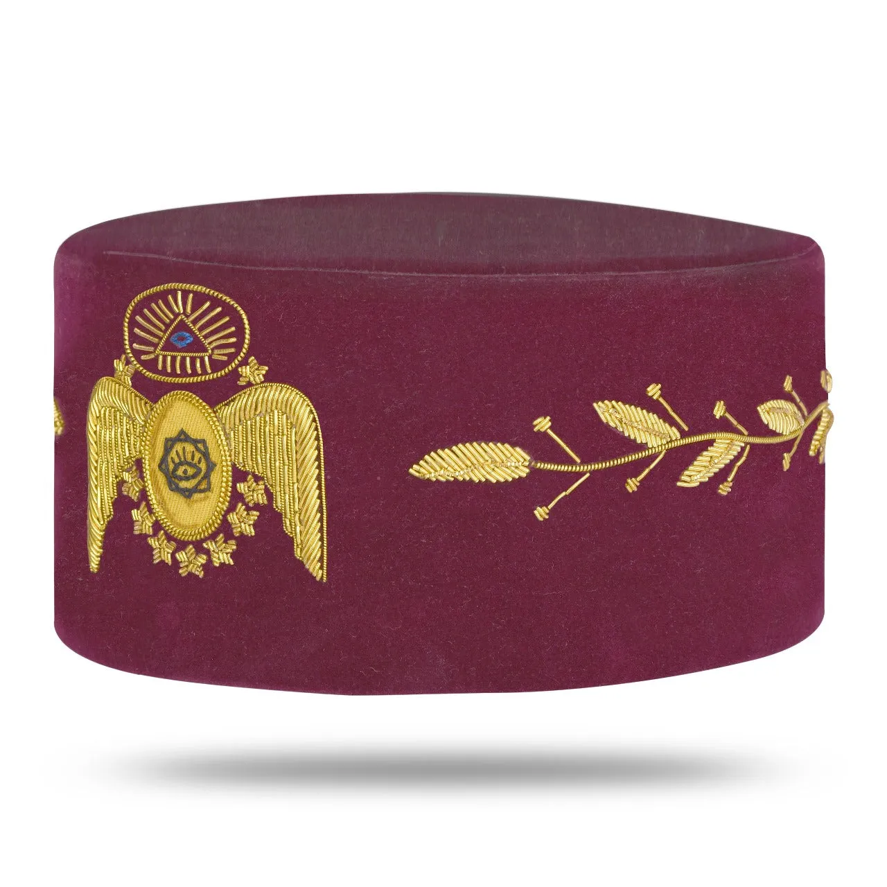 95th Degree Memphis Misraim French Regulation Regalia Set - Burgundy & Gold Hand Embroidery