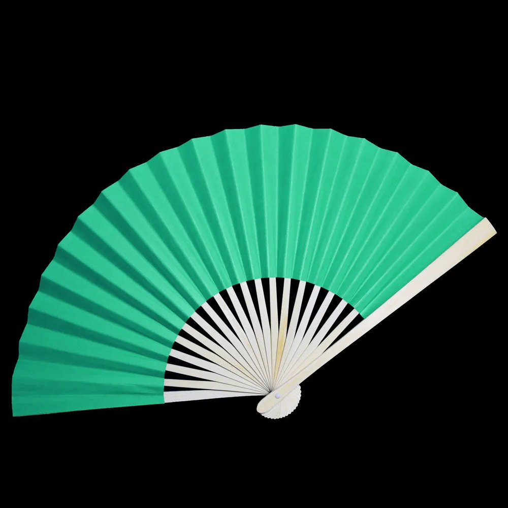 9" Teal Green Paper Hand Fans for Weddings, Premium Paper Stock (10 Pack)