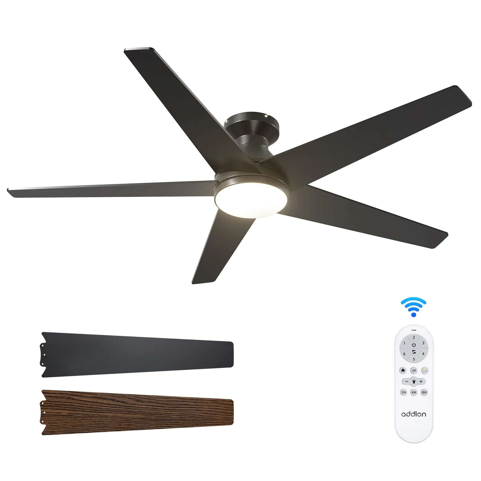 Addlon Ceiling Fans with Lights, 32/42/52 inch Low Profile Ceiling Fan with Light and Remote Control, Flush Mount, Reversible, 3CCT, Dimmable, Quiet, White/Nickel/Black Small Ceiling Fan for Bedroom Indoor/Outdoor Use